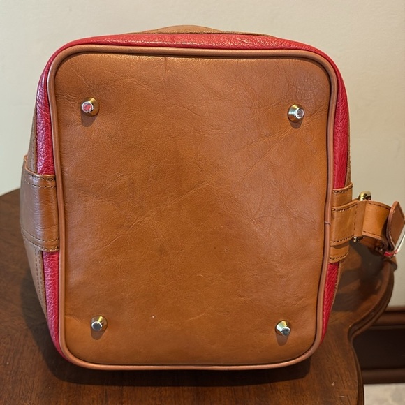 Valentina Backpack Shoulder bag sling back Italian leather Red/ Brown - Picture 8 of 14